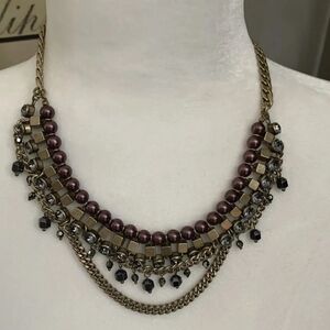 Silpada Blue Violet Necklace Glass Pearls Hematite Crystals KRN0033 18”